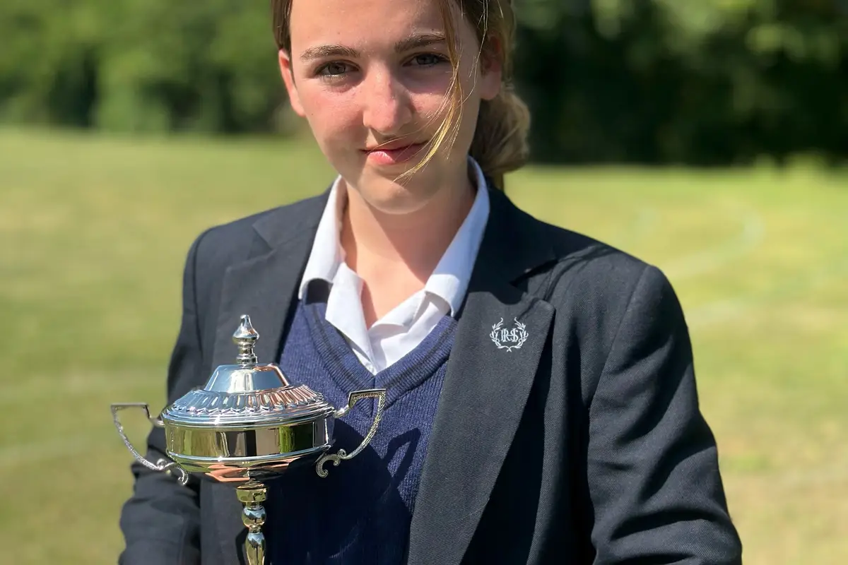 Royal High School Bath Amber Atherton Award 2023 Sophie Craggs with trophy