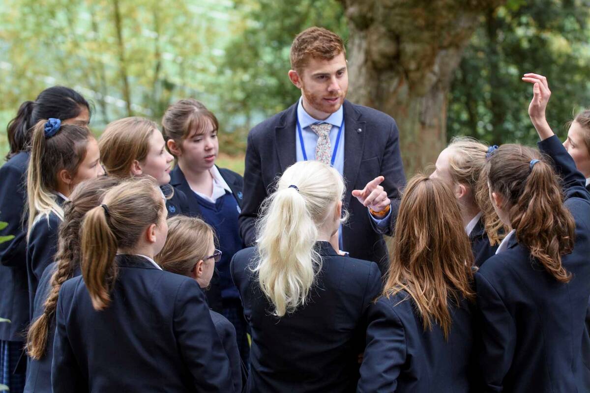 Girls with teacher